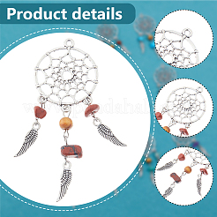 30Pcs 5 Colors Dyed Natural Magnesite & Amethyst & Green Aventurine & Red Jasper & Rose Quartz Big Pendants&nbsp;PALLOY-DC00027