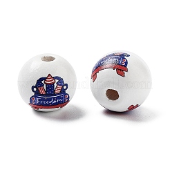 Independence Day Theme Wood European Beads&nbsp;WOOD-M011-07B