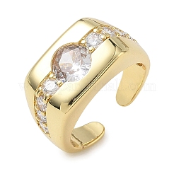 Brass Micro Pave Cubic Zirconia Cuff Open Rings for Women&nbsp;RJEW-L343-06G