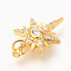 Brass Micro Pave Clear Cubic Zirconia Pendants&nbsp;ZIRC-O036-18G