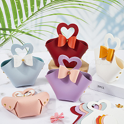 10 Sets 5 Colors DIY PU Imitation Leather Heart Flower Purse Making Sets&nbsp;PURS-CL0001-02