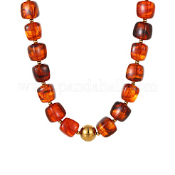 304 Stainless Steel & Resin Cube Beaded Necklaces for Women&nbsp;WG9D40D-01