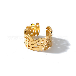 Irregular 304 Stainless Steel Wide Band Cuff Open Rings for Women&nbsp;WG221B3-01