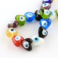 Heart Evil Eye Lampwork Bead Strands&nbsp;X-LAMP-R119-M