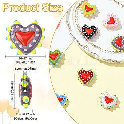 8Pcs 8 Colors Painted Glass Beads Bumpy Beads Heart&nbsp;LAMP-CJ0002-44