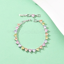 Platinum Tone Brass Micro Pave Cubic Zirconia Tennis Bracelets&nbsp;BJEW-B160-01P-01