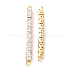 Brass Clear Square Cubic Zirconia Links Connectors&nbsp;ZIRC-G170-22G