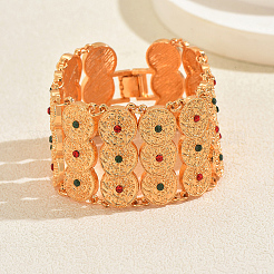 Vintage Brass and Alloy Pave Cubic Zirconia Coin Link Chain Bracelets for Women&nbsp;RT6126