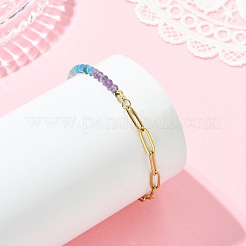 Natural Mixed Gemstone Round Beads Link Bracelets&nbsp;BJEW-JB13899