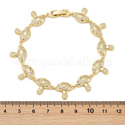 Mushroom Brass Micro Pave Clear Cubic Zirconia Link Bracelets for Women&nbsp;BJEW-Z126-04G