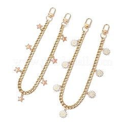 2Pcs 2 Styles Alloy Enamel Star Flower Charm 304 Stainless Steel Bag Decorative Chains&nbsp;FIND-JF00173