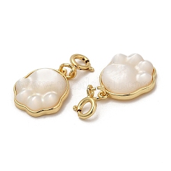 Natural White Shell Cat Paw Print Pendant Decorations&nbsp;AJEW-P108-13G