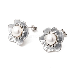 Brass Micro Pave Cubic Zirconia Enamel Stud Earrings&nbsp;CU-CBABA66-12B-P