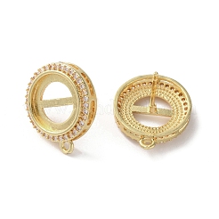 Brass Micro Pave Clear Cubic Zirconia Stud Earrings Findings&nbsp;KK-R215-09G-02