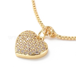 Clear Cubic Zirconia Heart Pendant Slider Bracelet with Brass Box Chains for Women&nbsp;BJEW-JB08788
