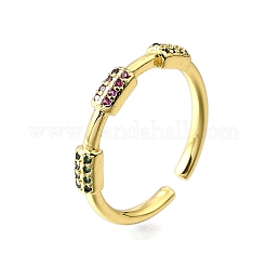 Brass Micro Pave Cubic Zirconia Cuff Rings for Women&nbsp;RJEW-H247-08G