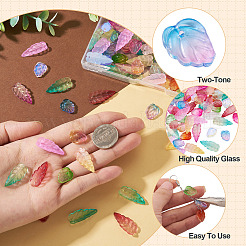 120Pcs 2 Styles Autumn Theme Two-Tone Transparent Glass Charms&nbsp;EGLA-TA0013-49