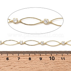 Handmade Brass Pave Clear Cubic Zirconia Horse Eye Link Chains&nbsp;CHC-G027-03LG