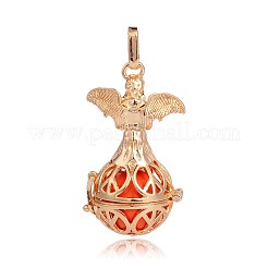 Golden Plated Brass Hollow Round Cage Pendants&nbsp;KK-J251-02G