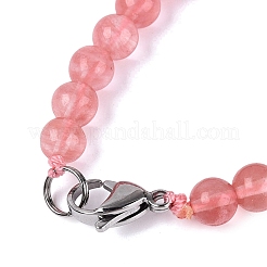 Cherry Quartz Glass Round & Cone Beaded Necklaces&nbsp;NJEW-N064-03M