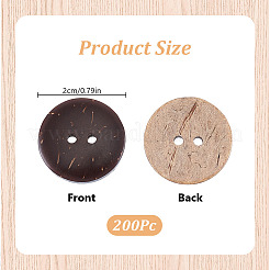 200Pcs 2-Hole Coconut Buttons&nbsp;COCO-GO0001-01