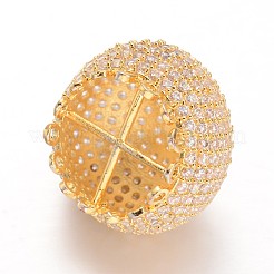 3D Crown Brass Micro Pave Cubic Zirconia Pendants&nbsp;KK-L134-16G