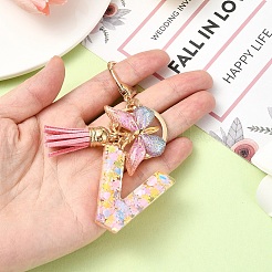 Resin & Acrylic & Faux Suede Tassel Keychain&nbsp;KEYC-YW00124-01
