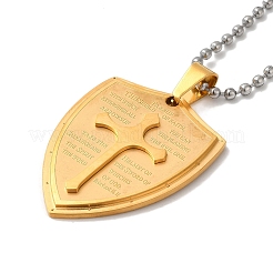Cross Religion Tag 201 Stainless Steel Pendant Necklace with Iron Box Chains&nbsp;LS-NJEW-D048-05GP