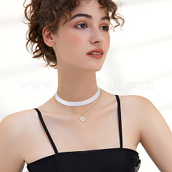 Flat Round with Letter O Alloy Enamel Pendant Necklaces for Women&nbsp;NJEW-TAC0033