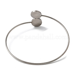 304 Stainless Steel Cuff Blank Bangle Bases with Round Tray&nbsp;STAS-Z088-03B-P