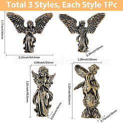 3Pcs 3 Styles Brass Angel Display Decorations&nbsp;DJEW-SP0001-48