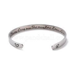 Non-Tarnish 304 Stainless Steel Open Cuff Bangle&nbsp;BJEW-G653-01P-02