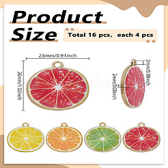 16Pcs 4 Colors Light Gold Alloy Enamel Pendants&nbsp;ENAM-LP0001-19