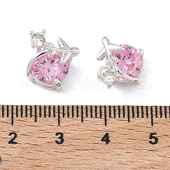 Brass Pave Cubic Zirconia Airplane Charms&nbsp;KK-C155-01S-02