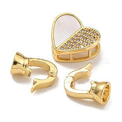 Brass Micro Pave Clear Cubic Zirconia Fold Over Clasps&nbsp;KK-U037-42G-01
