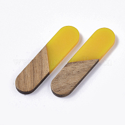 Transparent Resin & Walnut Wood Cabochons&nbsp;RESI-Q210-014A-B04