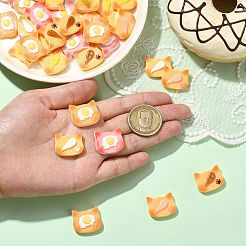 60Pcs 6 Colors Cat Shape Imitation Cookie Opaque Resin Cabochons&nbsp;CRES-CJ0001-77