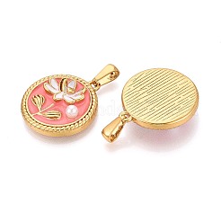 304 Stainless Steel & Enamel & ABS Imitation Pearl Pendants&nbsp;STAS-T072-87B-G