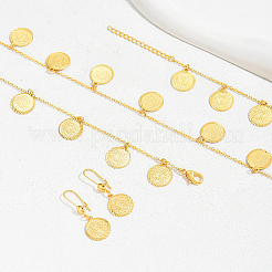 Vintage Brass Coin Charms Necklaces & Earrings Sets for Women&nbsp;UG1537
