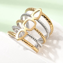 304 Stainless Steel Cuff Open Rings for Women&nbsp;SA-CBA82C8-18GP