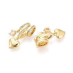 Brass Micro Pave Clear Cubic Zirconia Pendants&nbsp;KK-T075-88G
