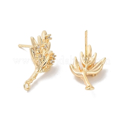 Brass Micro Pave Cubic Zirconia Stud Earring Findings&nbsp;KK-E107-11G