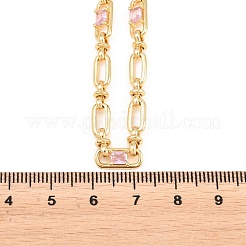 5MM Brass Pave Cubic Zirconia Oval Link Chain Necklaces&nbsp;NJEW-D324-01G-05