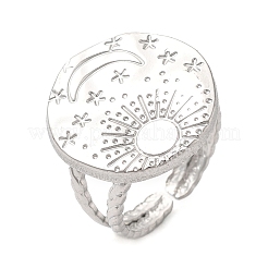 Non-Tarnish 304 Stainless Steel Sun & Moon Planet Open Cuff Ring for Women&nbsp;RJEW-B027-20P