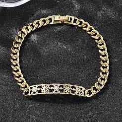 Brass Micro Pave Clear Cubic Zirconia Link Bracelets&nbsp;BJEW-F498-04A-G