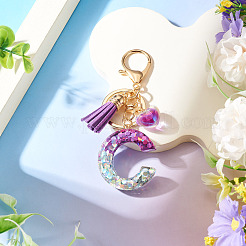 Alloy Resin Heart Keychains&nbsp;KEYC-TADJ0002-01G-C