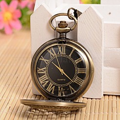 Openable Flat Round Alloy Pendant Pocket Watch&nbsp;WACH-L024-18