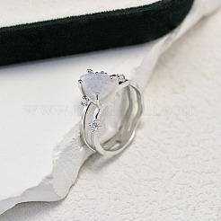 Triangle 925 Sterling Silver with Natural Moonstone Finger Rings&nbsp;FS-WGDF753-01