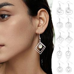 10 Pairs 5 Styles Glass Blank Dome Dangle Earrings&nbsp;EJEW-AB00026