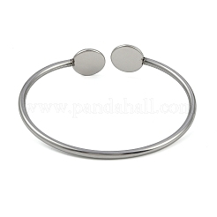 304 Stainless Steel Blank Bangle Bases with Flat Round Tray&nbsp;STAS-Z088-01P-04